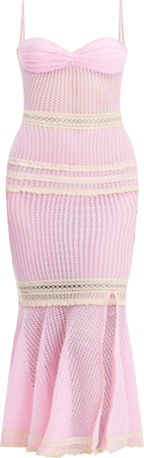 Women's Pallas Pink Lace Trim Crochet Mermaid Maxi Dress