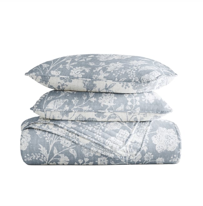 Textured Floral Reversible 3-Pc. Quilt Set, King/California King