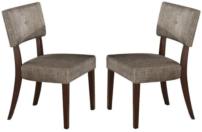Set of 2 Tufted Upholstered Fabric Dining Chairs with Open Back Design For Dining Room