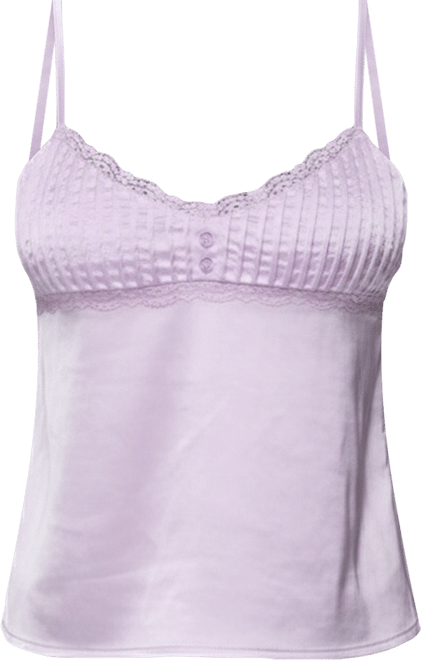 Womens Blanca Satin Lace Trim Tank Top