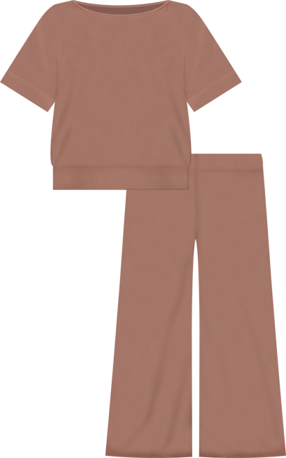 Plus Size Boat Neck Top and Wide Leg Pants Set