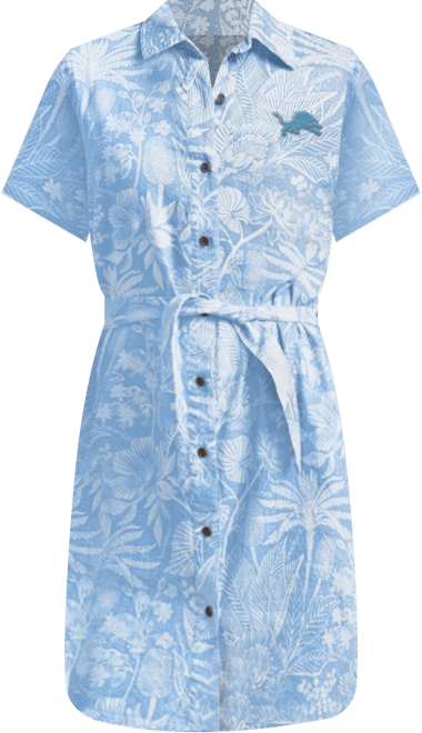Women's Blue Detroit Lions Palm Linen Dress