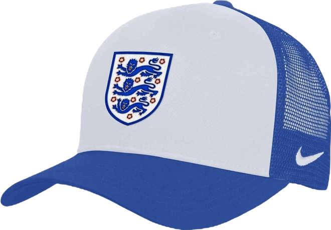 Men's and Women's White/Blue England National Team Rise Adjustable Trucker Hat