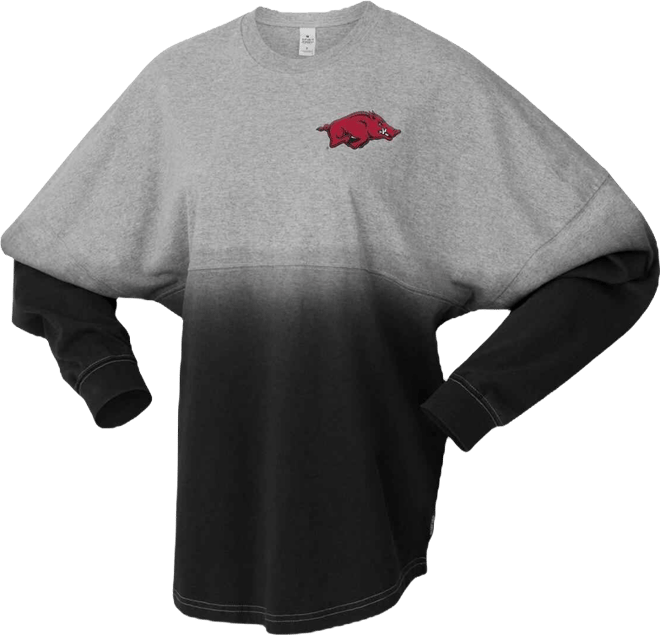 Men's and Women's Black/Gray Arkansas Razorbacks Ombre Long Sleeve T-Shirt