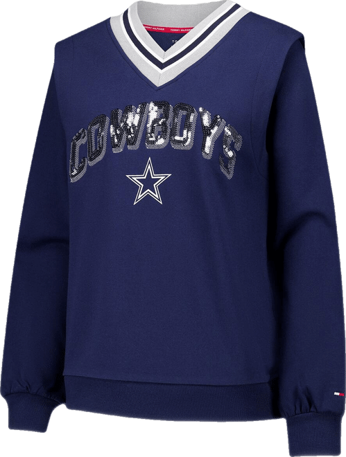 Women's Navy Dallas Cowboys Alice V-Neck Pullover Sweatshirt