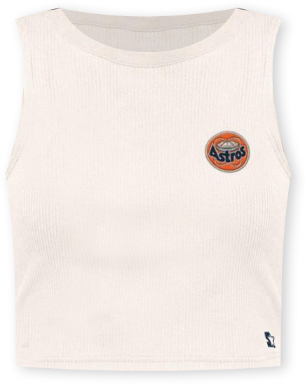 Women's Cream Houston Astros Vintage Logo Show Up Cropped Tank Top