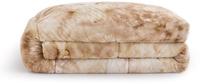 Reversible Medium Weight Plush Faux Fur Comforter, Queen