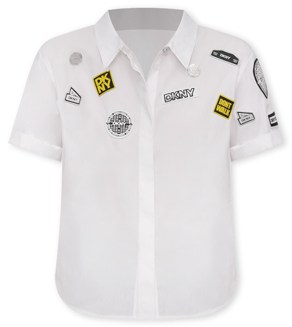 Women's Cotton Collared Pins & Patch Blouse