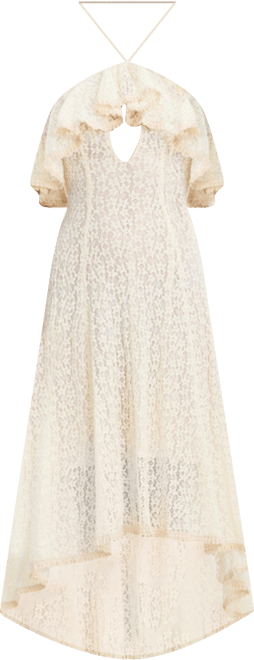 Women's Idra Lace Trim Sleeveless Crochet Midi Trailing Dress