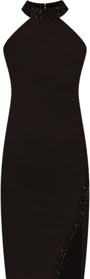 Women's Crepe Halter Midi Sheath Dress