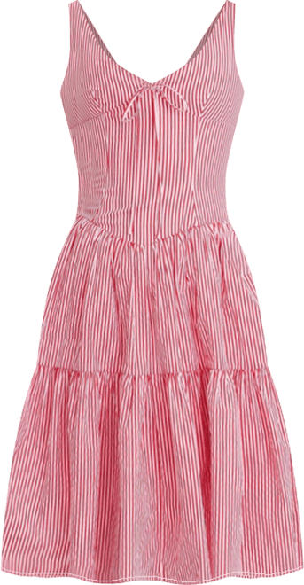 Women's Oceana Red Candy Stripe Drop Waist Midi Dress