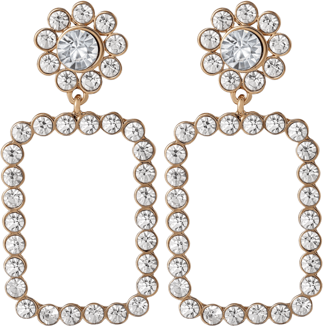 Gold-Tone Pave Rectangle Drop Earrings