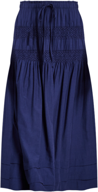 Women's Tie-Waist Lace-Inset Maxi Skirt, Exclusively at Macy's