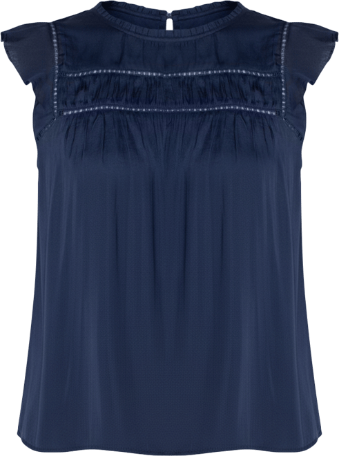 Women's Flutter-Sleeve Woven Blouse