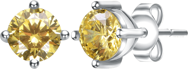 Sterling Silver Solitaire Stud Earrings