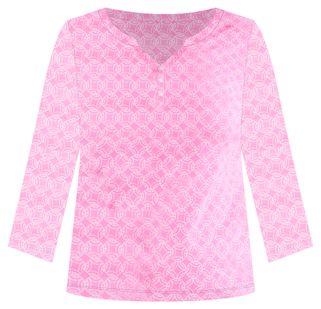 Style & Co Women's Printed 3/4-Sleeve Henley Knit Top