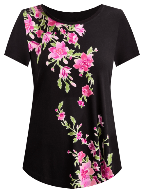売れ筋商品|||ジェイエムコレクション カットソー トップス レディース Women's Scoop-Neck Short Sleeve Top, Created for Macy's Peach Nectar JM Collection Women's Printed Scoop-Neck Short Sleeve Top
