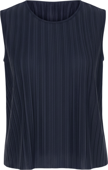 Women's Crewneck Sleeveless Pleated Knit Top