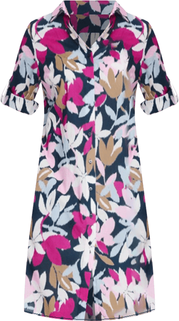 Women's Leaf Print Shirt Dress