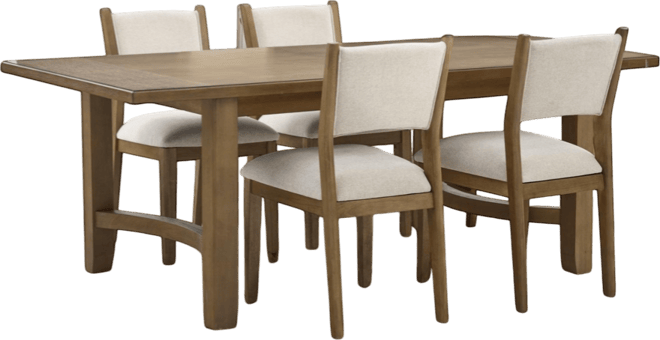 Nordic 5-Pc Dining Set (Table + 4 Upholstered Side Chairs)