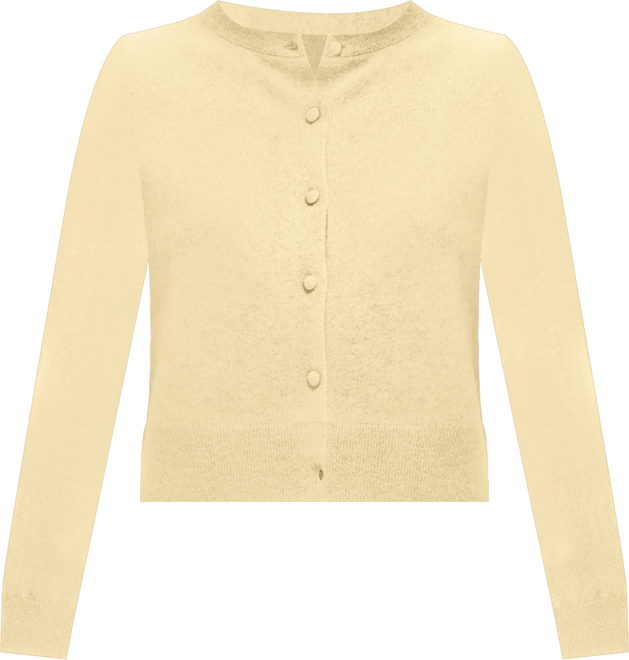 Butter Yellow Knot Button Cashmere Cardigan