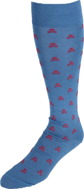 Men's Pirate's Skull & Crossbones Pima Cotton Over The Calf Novelty Dress Sock (1 Pair)