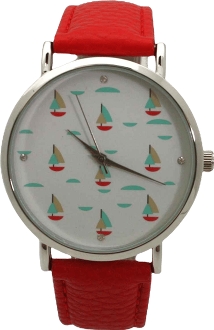 Soft Leather Band Sailing Boats Dial Women Watch