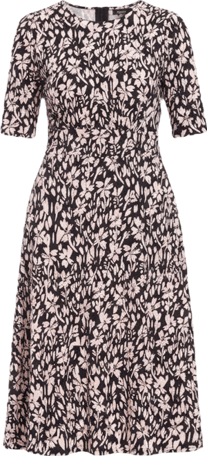 Women's Printed Elbow-Sleeve Midi Dress