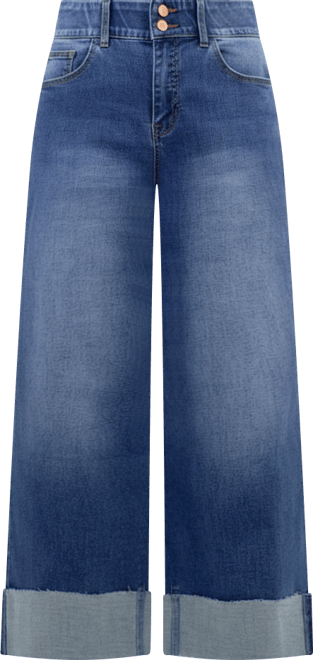 Women's 5 Pockets Wide Cuff Wide Leg Jean