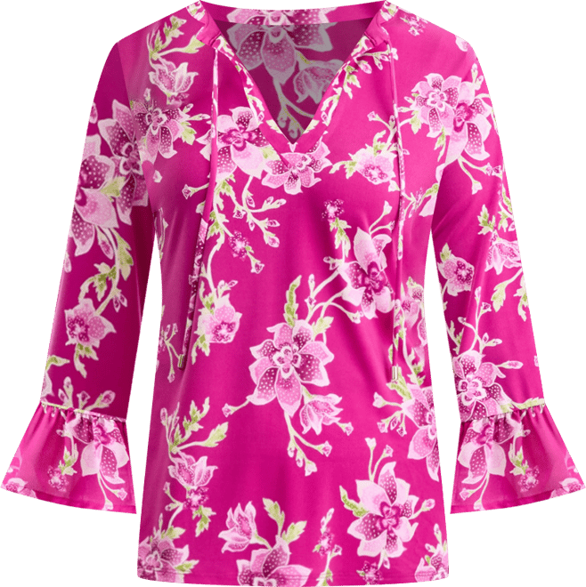 売れ筋商品|||ジェイエムコレクション カットソー トップス レディース Women's Printed Embellished Split-Neck Top, Exclusively at Macy's Neo Natural Jm Collection Women's Printed Embellished Split-Neck Top