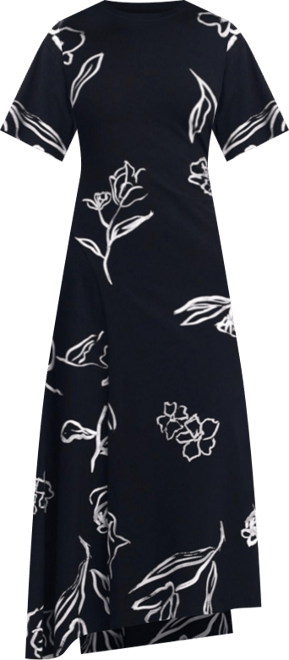 Women's Asymmetric dress with floral strokes