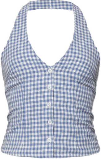 Womens Evan Gingham Button Up Halter Top