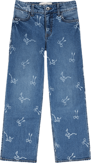 Girls High Rise Discharge Wide Leg Jeans