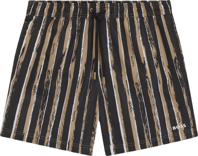 Boss by  Men's Logo Detail Printed Swim Shorts