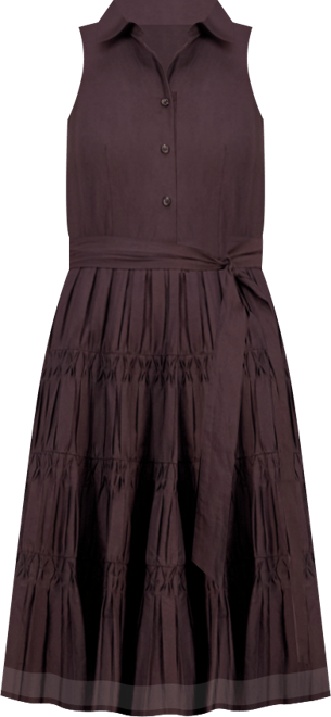 Women's Sleeveless Pintuck Tie-Waist Midi Dress