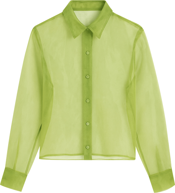 Women's Button-Front Cropped Organza Shirt