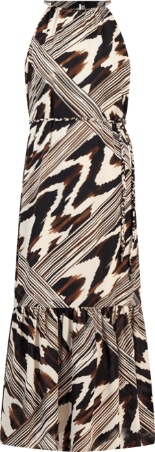 Women's Printed Halter-Neck Sleeveless Midi Dress