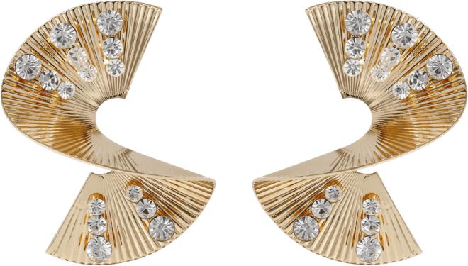 Sculpted Fan Crystal Earrings