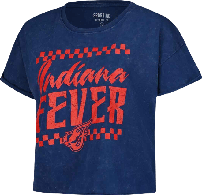 Women's Navy Indiana Fever Rock N Roll Collection Gwen Mineral Wash Cropped T-Shirt