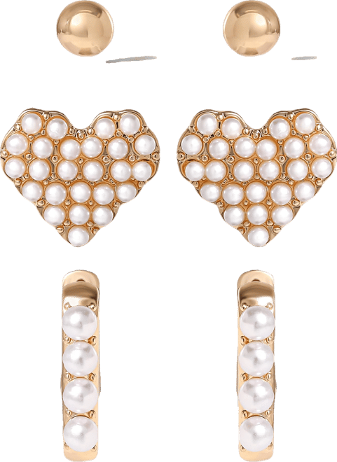 Pearl Stud Earring Set of 3