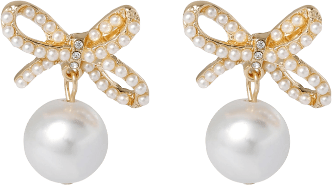 Bow Pearl Drop Earrings