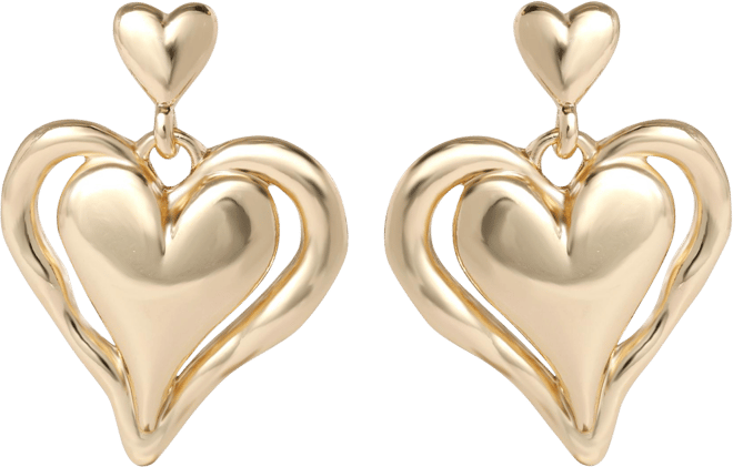 Double Heart Drop Earrings