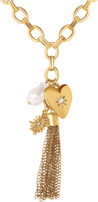 Heart Charm Chunky Chain Necklace