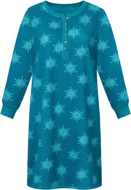 Women's Plus Size Thermal Henley Sleepshirt