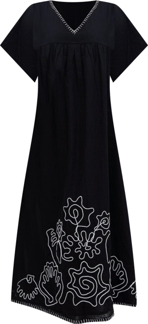 Women's Candy Tabard Embroidered Hem Midi Dress