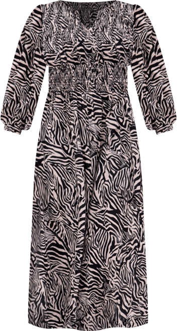 Women's Paulina Shirred Bodice Zebra Print Maxi Dress