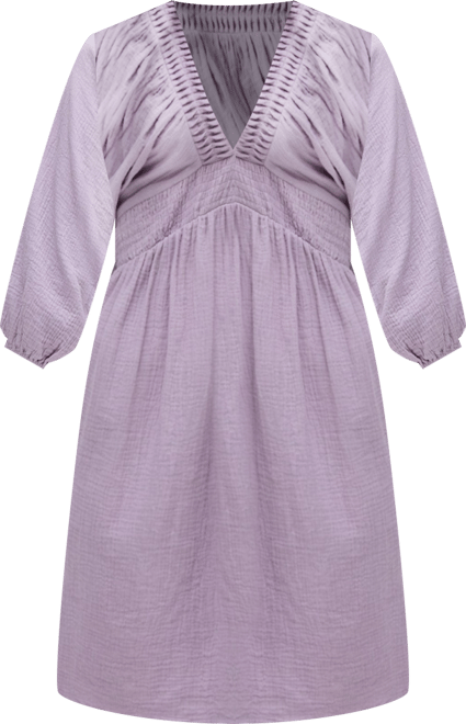 Women's Soipoi Ruched V-Neck Midi Dress