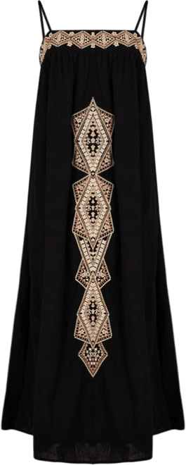 Women's Sapphire Spaghetti Strap Embroidered Maxi Dress