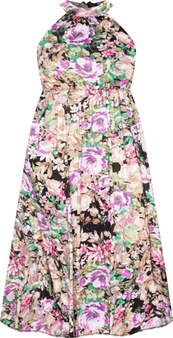 Women's Plus Size Bryony Floral Halter Neck Dress