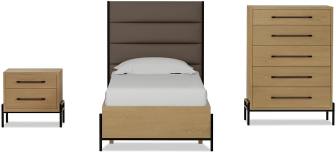 Linstead 3-Pc. Twin Upholstered Set (Bed, Chest & Nightstand), Created for Macy's